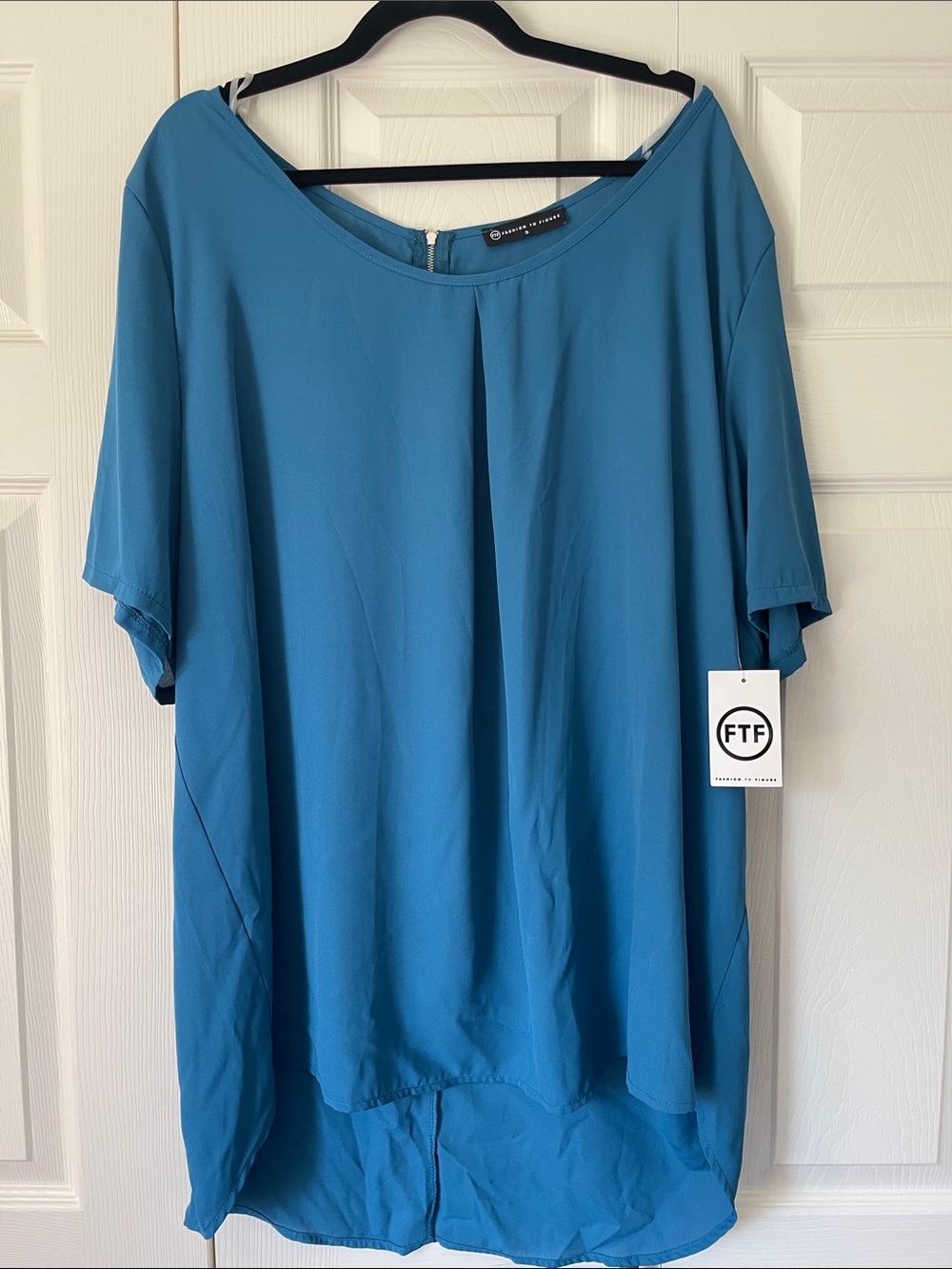 Women's Teal Blue Short Sleeve Blouse